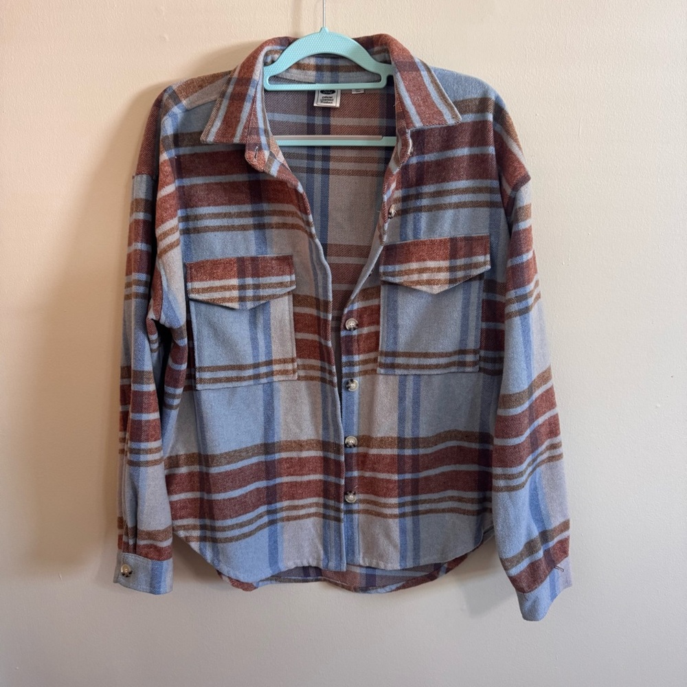 Ford Plaid Shirt in Blue and Brown Bronco on back XL